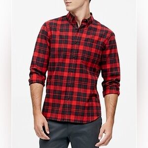 Banana Republic Plaid Flannel Shirt, red/black untucked fit, size large